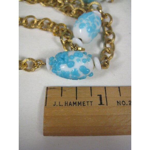 Hobe Vintage Estate Necklace Chain Goldtone 56 Inch Rope Tag Glass Beaded - Picture 15 of 16